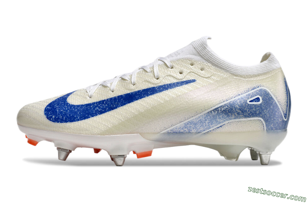 Nike Air Zoom Mercurial Vapor 16 Elite SG Low-Tops Soccer Cleats - Beige/Blue/White 2