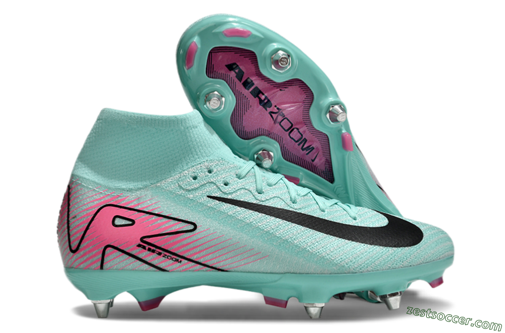 Nike Air Zoom Mercurial Superfly 10 Elite SG High-Tops Soccer Cleats - Jade/Black/Pink 0