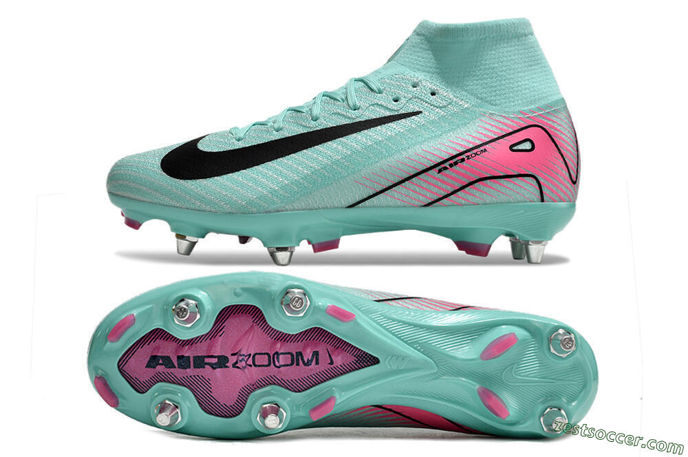 Nike Air Zoom Mercurial Superfly 10 Elite SG High-Tops Soccer Cleats - Jade/Black/Pink 1