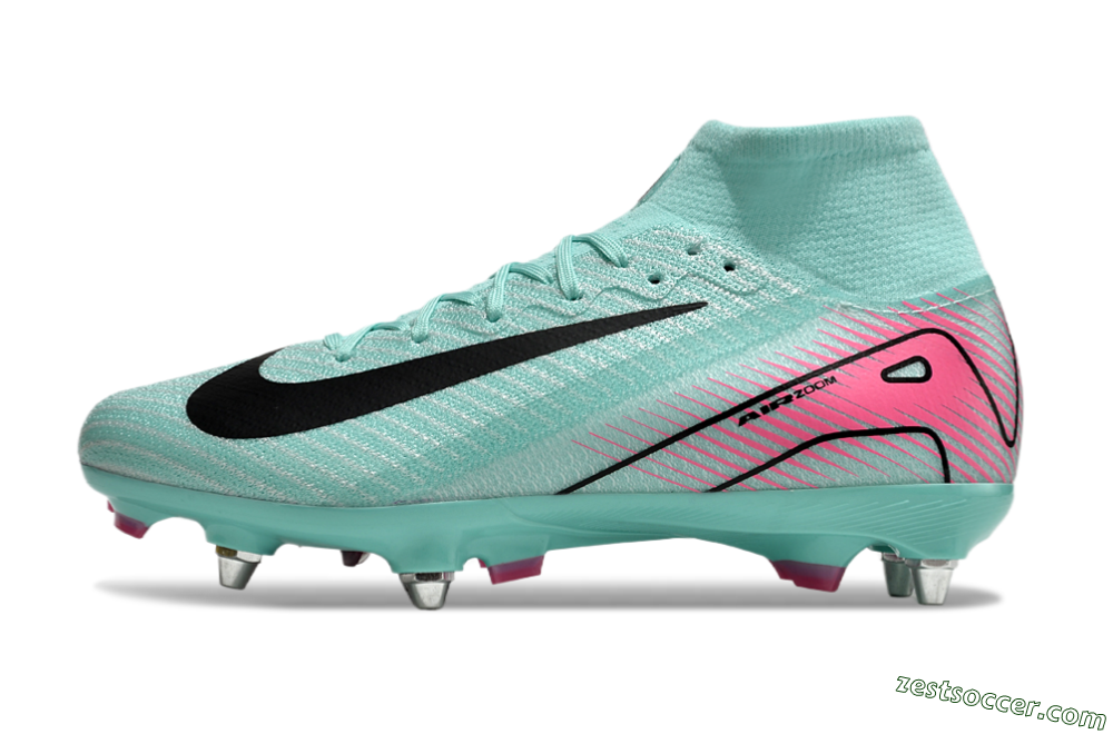 Nike Air Zoom Mercurial Superfly 10 Elite SG High-Tops Soccer Cleats - Jade/Black/Pink 2