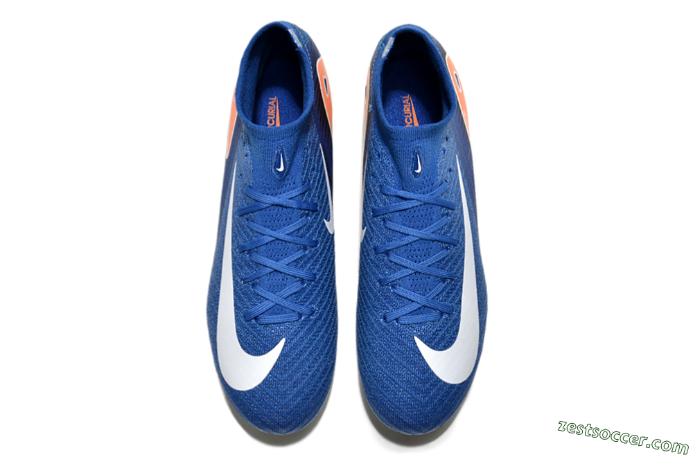 Nike Air Zoom Mercurial Superfly 10 Elite FG High-Tops Soccer Cleats - Blue/White/Orange 4