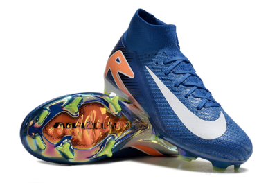 Nike Air Zoom Mercurial Superfly 10 Elite FG High-Tops Soccer Cleats - Blue/White/Orange