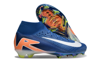 Nike Air Zoom Mercurial Superfly 10 Elite FG High-Tops Soccer Cleats - Blue/White/Orange