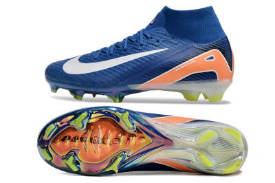 Nike Air Zoom Mercurial Superfly 10 Elite FG High-Tops Soccer Cleats - Blue/White/Orange