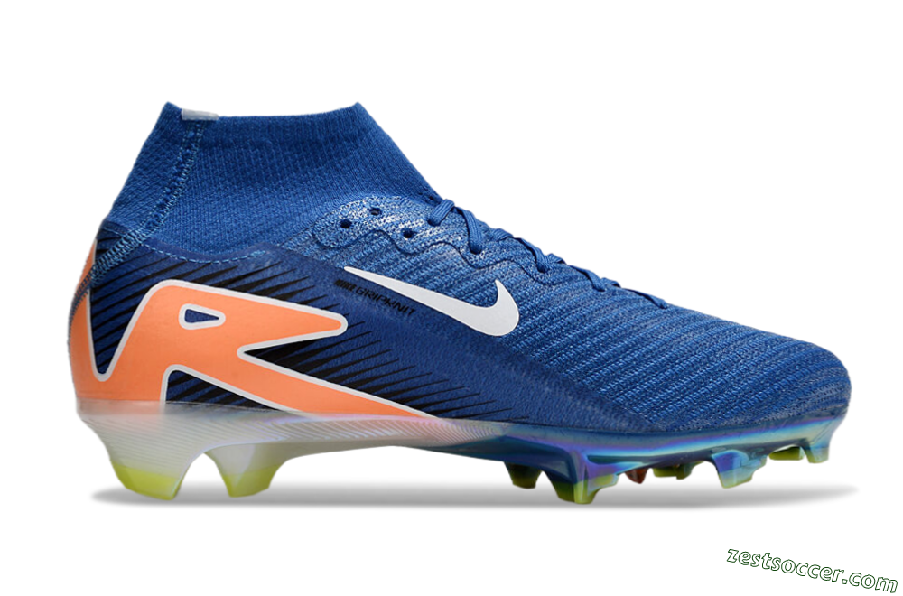 Nike Air Zoom Mercurial Superfly 10 Elite FG High-Tops Soccer Cleats - Blue/White/Orange 7