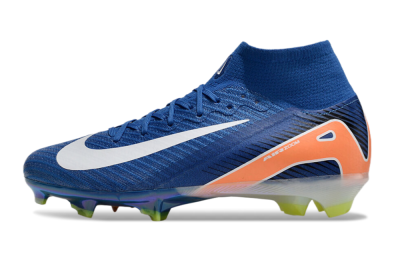 Nike Air Zoom Mercurial Superfly 10 Elite FG High-Tops Soccer Cleats - Blue/White/Orange