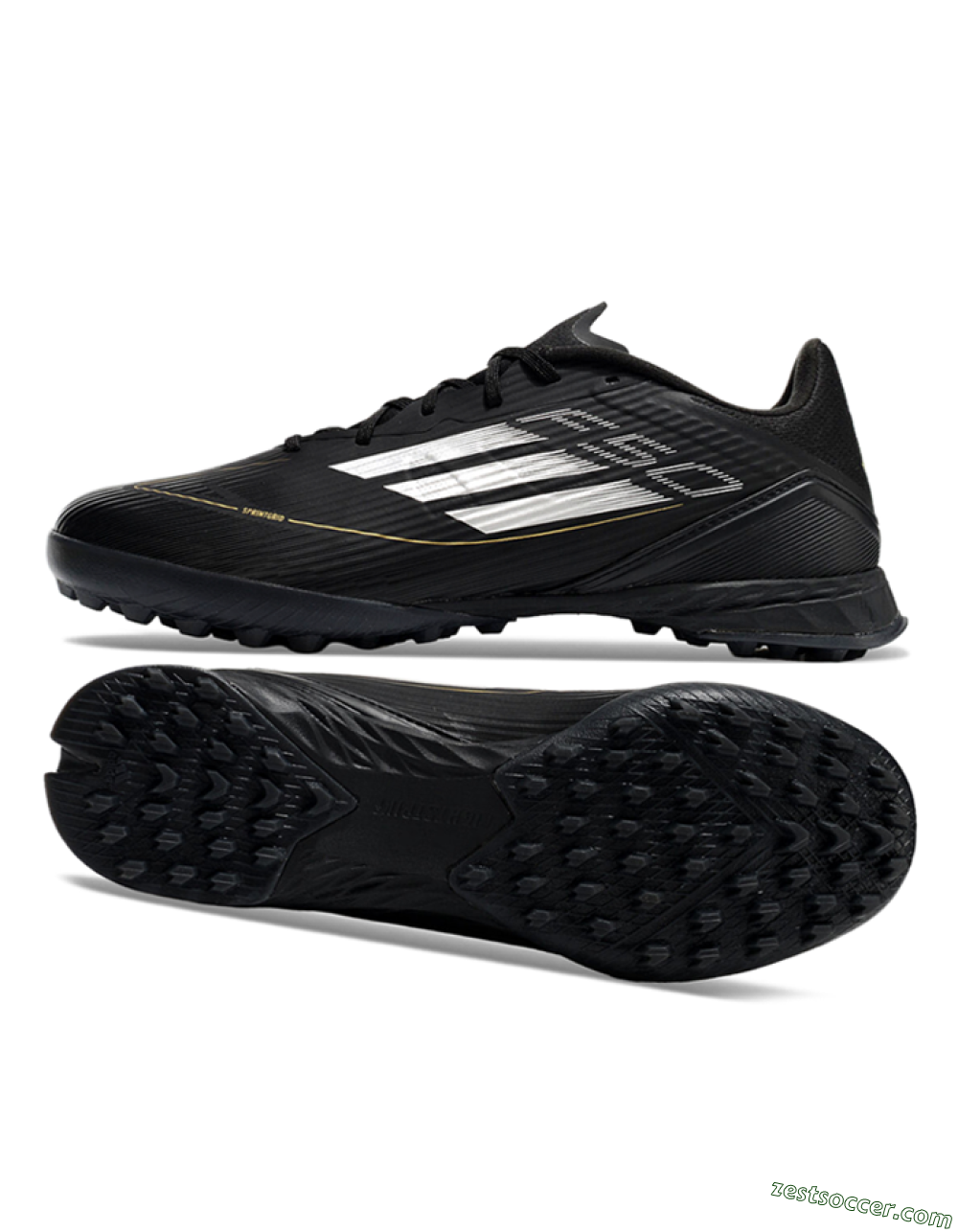 Adidas F50 Pro TF Low-Tops Soccer Shoes - Black/White/Gold 1