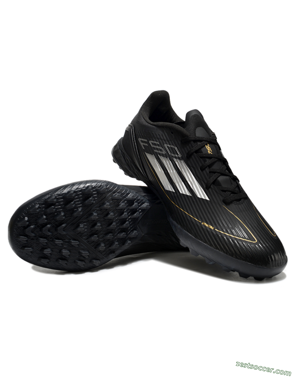 Adidas F50 Pro TF Low-Tops Soccer Shoes - Black/White/Gold 3