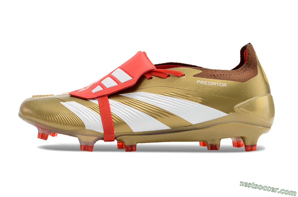 Adidas Predator Elite Foldover Tongue FG Low-Tops Soccer Cleats - Gold/Red/White 2