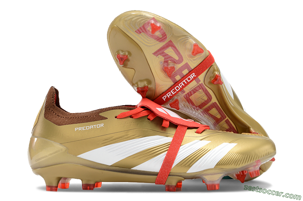 Adidas Predator Elite Foldover Tongue FG Low-Tops Soccer Cleats - Gold/Red/White 0