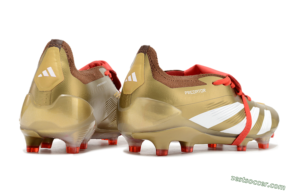 Adidas Predator Elite Foldover Tongue FG Low-Tops Soccer Cleats - Gold/Red/White 6
