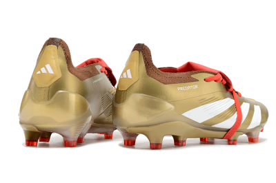 Adidas Predator Elite Foldover Tongue FG Low-Tops Soccer Cleats - Gold/Red/White