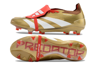 Adidas Predator Elite Foldover Tongue FG Low-Tops Soccer Cleats - Gold/Red/White