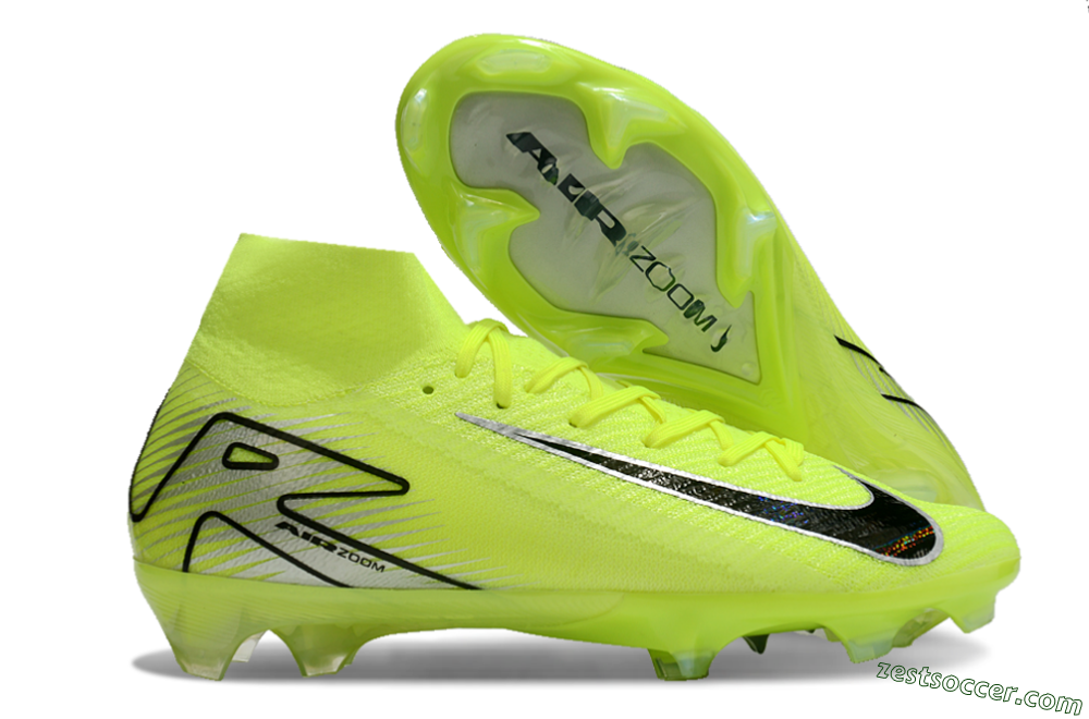 Nike Air Zoom Mercurial Superfly 10 Elite FG High-Tops Soccer Cleats - Yellow/Black/Silver 0