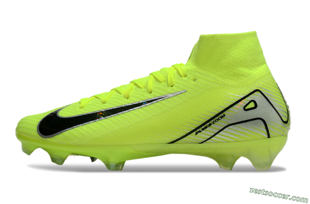 Nike Air Zoom Mercurial Superfly 10 Elite FG High-Tops Soccer Cleats - Yellow/Black/Silver 2