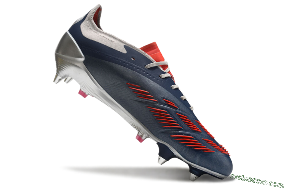Adidas Predator 24 Elite SG Low-Tops Soccer Cleats - Silver/Blue/Red 4