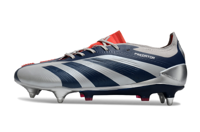Adidas Predator 24 Elite SG Low-Tops Soccer Cleats - Silver/Blue/Red