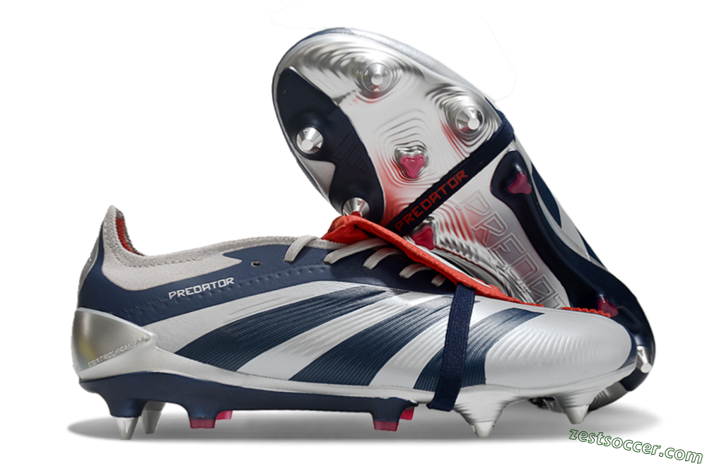 Adidas Predator Elite Foldover Tongue SG Low-Tops Soccer Cleats - Silver/Blue/Red 0
