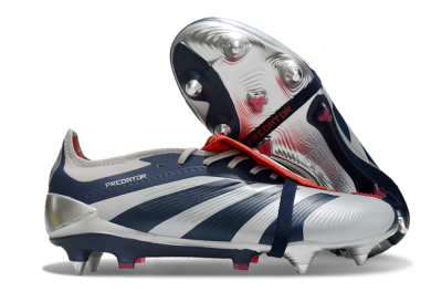 Adidas Predator Elite Foldover Tongue SG Low-Tops Soccer Cleats - Silver/Blue/Red