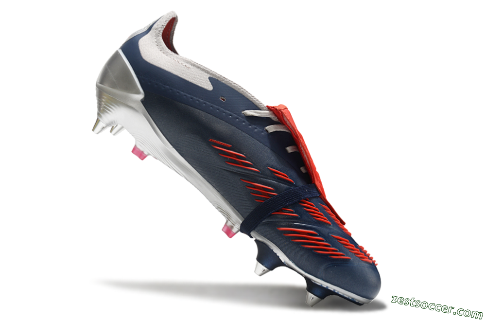 Adidas Predator Elite Foldover Tongue SG Low-Tops Soccer Cleats - Silver/Blue/Red 4