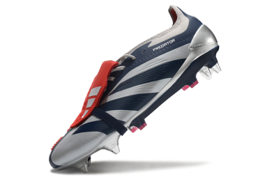 Adidas Predator Elite Foldover Tongue SG Low-Tops Soccer Cleats - Silver/Blue/Red