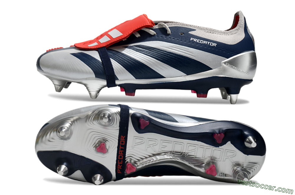 Adidas Predator Elite Foldover Tongue SG Low-Tops Soccer Cleats - Silver/Blue/Red 1
