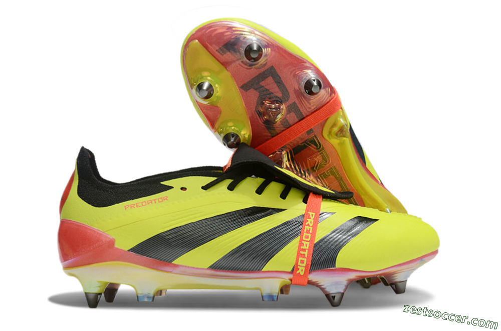 Adidas Predator Elite Foldover Tongue SG Low-Tops Soccer Cleats - Yellow/Black/Red 0