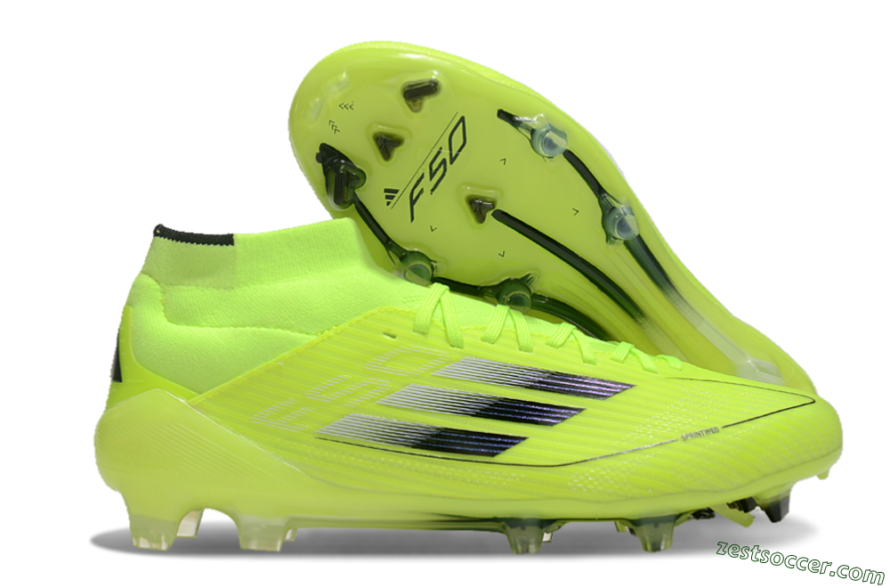 Adidas F50 Elite Mid FG High-Tops Soccer Cleats - Yellow/Blue/White 0