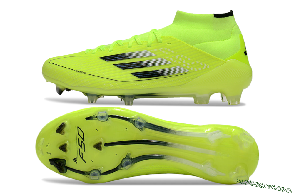 Adidas F50 Elite Mid FG High-Tops Soccer Cleats - Yellow/Blue/White 1