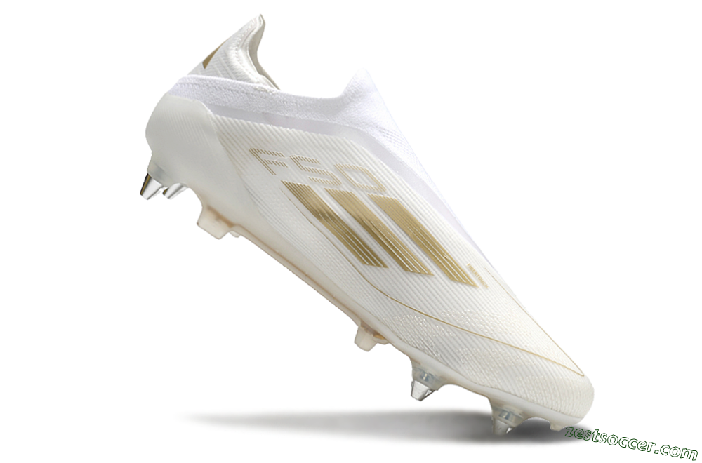 Adidas F50 Elite Laceless SG Low-Tops Soccer Cleats - White/Gold 4