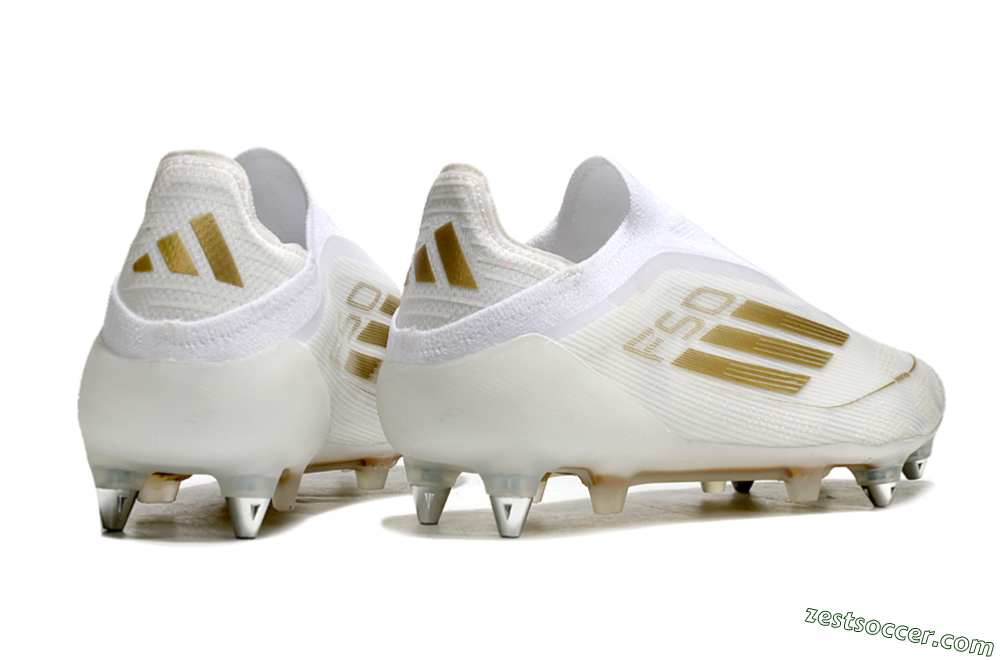 Adidas F50 Elite Laceless SG Low-Tops Soccer Cleats - White/Gold 6