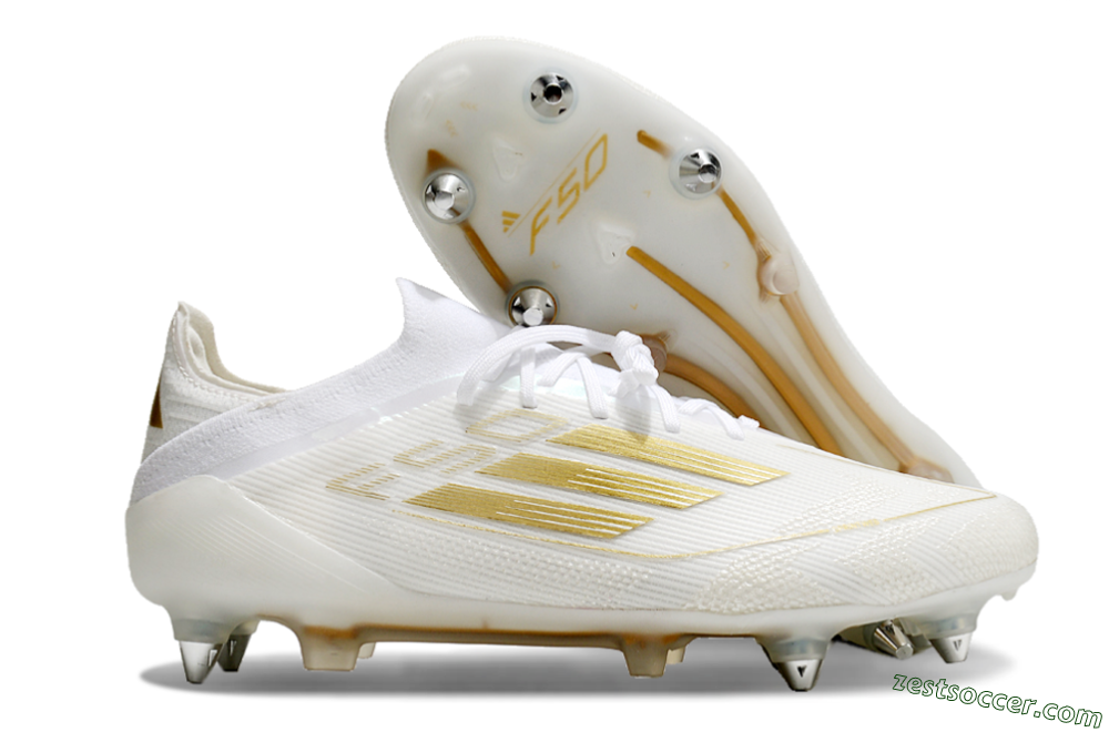 Adidas F50 Elite SG Low-Tops Soccer Cleats - White/Gold 0