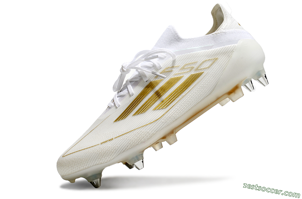 Adidas F50 Elite SG Low-Tops Soccer Cleats - White/Gold 5