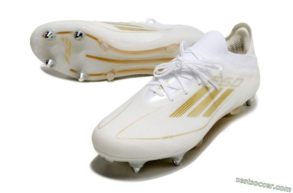 Adidas F50 Elite SG Low-Tops Soccer Cleats - White/Gold 3