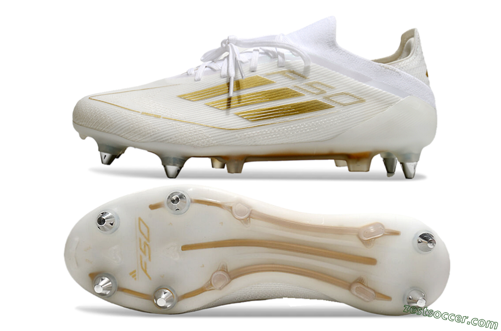 Adidas F50 Elite SG Low-Tops Soccer Cleats - White/Gold 1