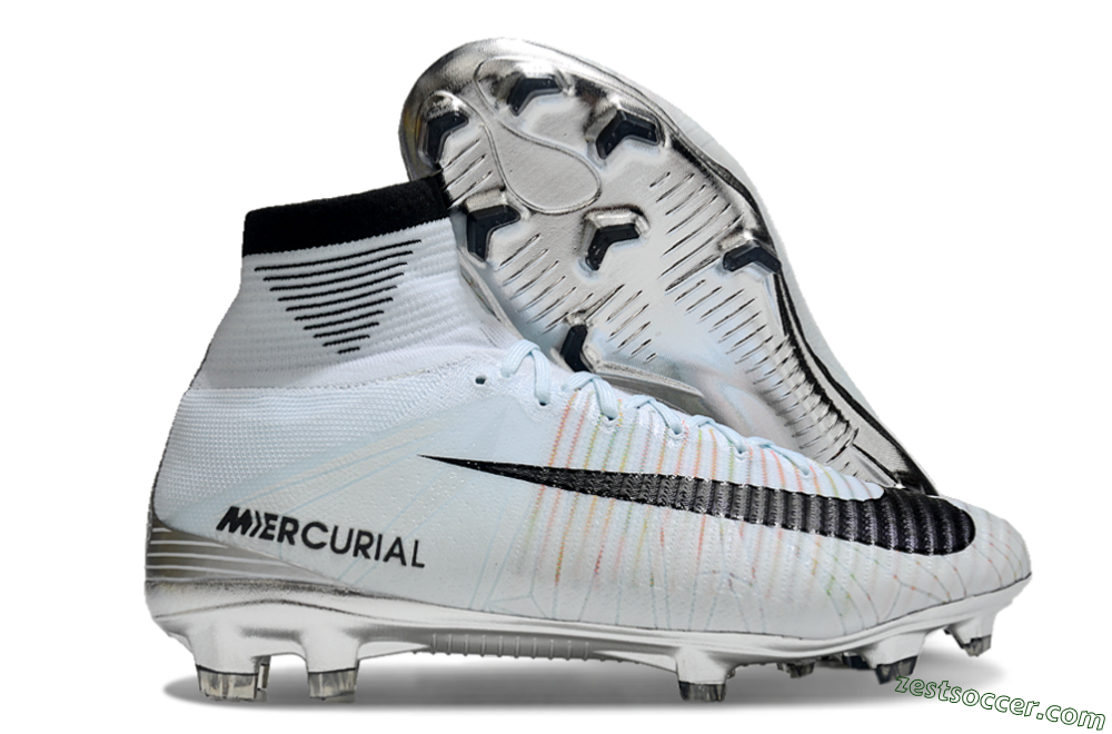 Nike Zoom Superfly 5 Elite FG High-Tops Soccer Cleats - Blue/Black/Rainbow 0