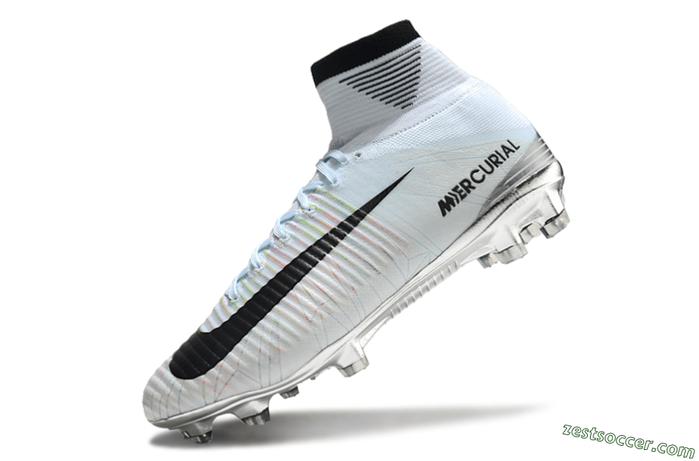 Nike Zoom Superfly 5 Elite FG High-Tops Soccer Cleats - Blue/Black/Rainbow 5
