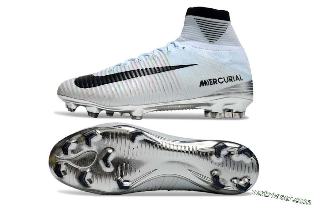Nike Zoom Superfly 5 Elite FG High-Tops Soccer Cleats - Blue/Black/Rainbow 1