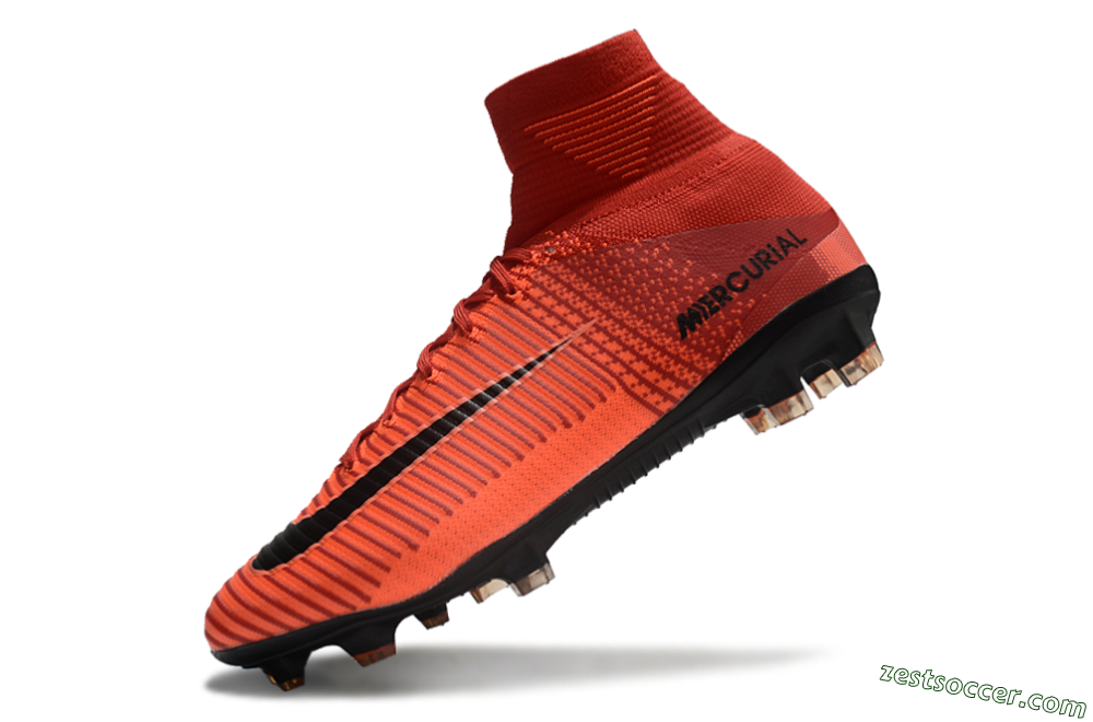 Nike Zoom Superfly 5 Elite FG High-Tops Soccer Cleats - Red/Black 5