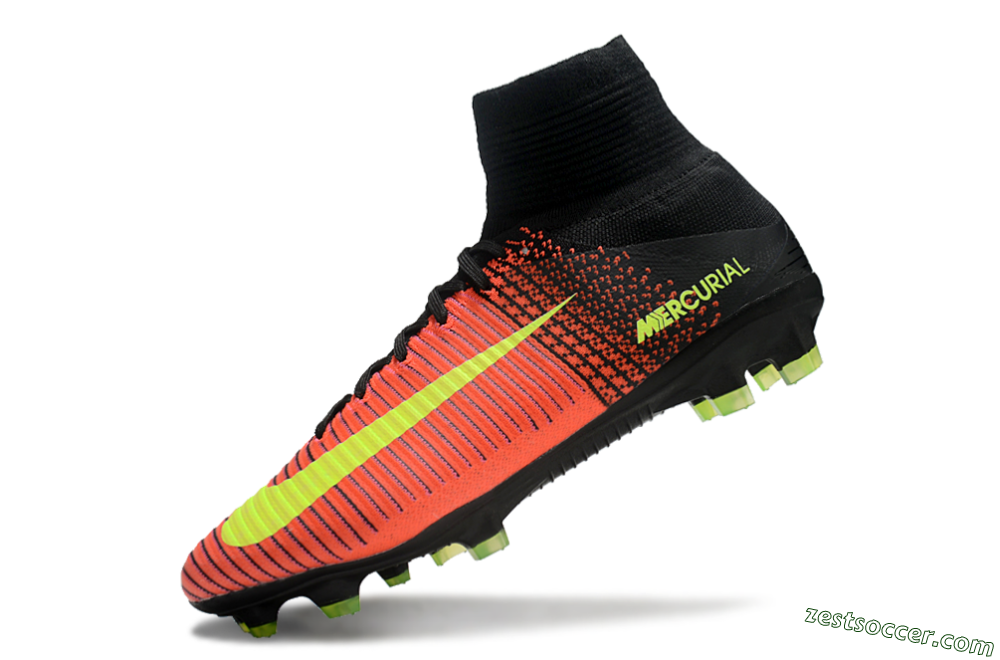 Nike Zoom Superfly 5 Elite FG High-Tops Soccer Cleats - Red/Black/Yellow 5