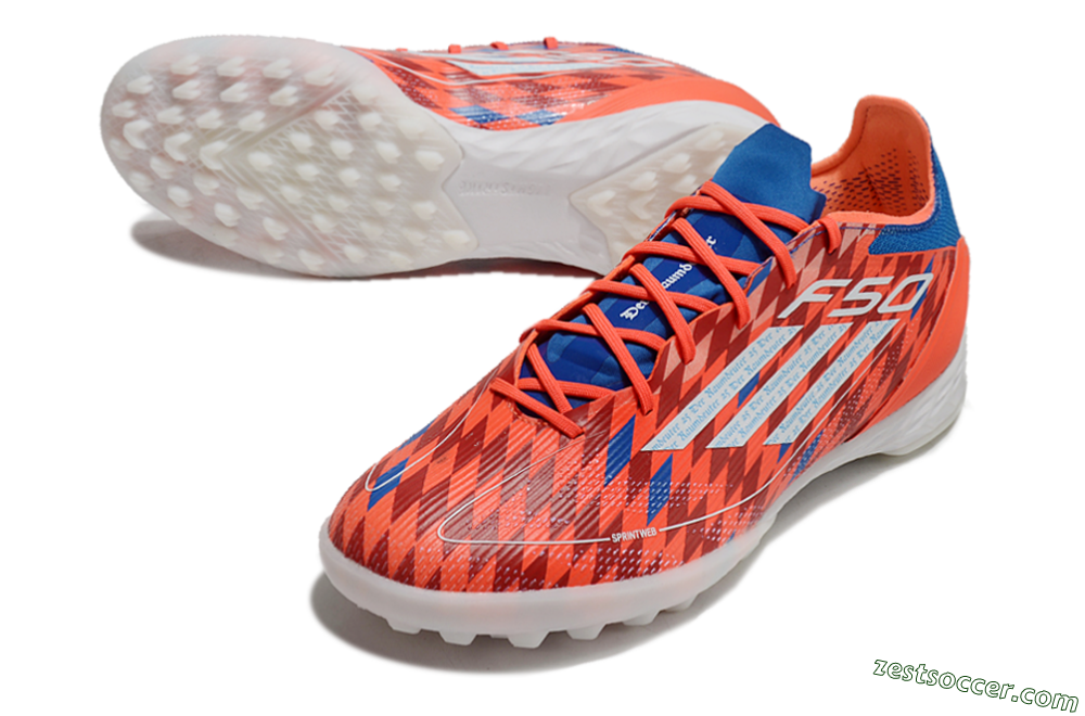 Adidas F50 Pro TF Low-Tops Soccer Shoes - Red/White/Blue 3