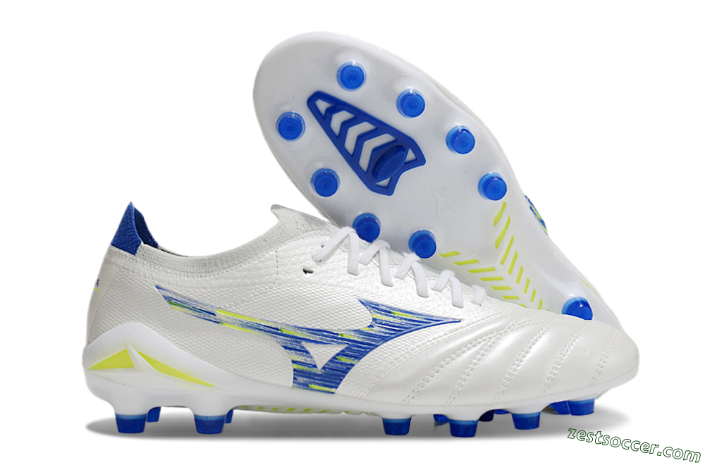 Mizuno Morelia Neo 4 FG Low-Tops Soccer Cleats - White/Blue/Yellow 0