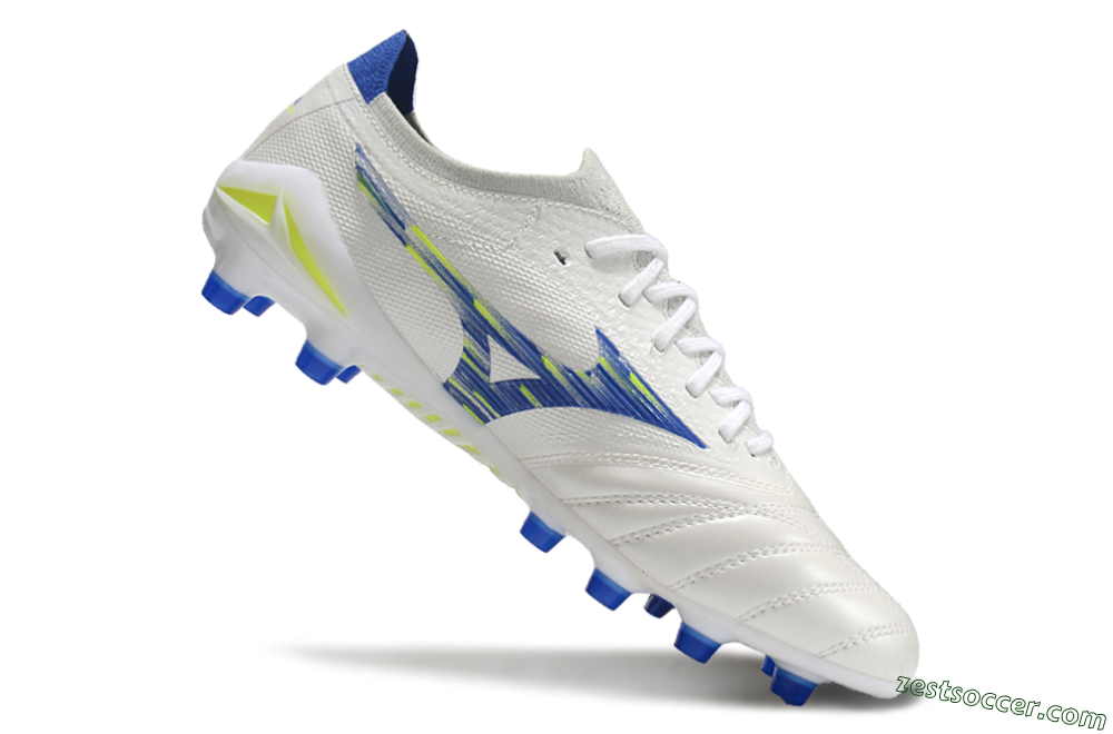 Mizuno Morelia Neo 4 FG Low-Tops Soccer Cleats - White/Blue/Yellow 4