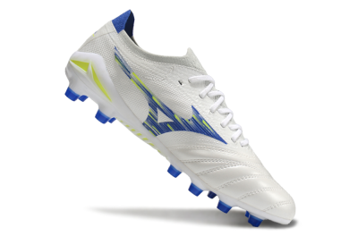 Mizuno Morelia Neo 4 FG Low-Tops Soccer Cleats - White/Blue/Yellow