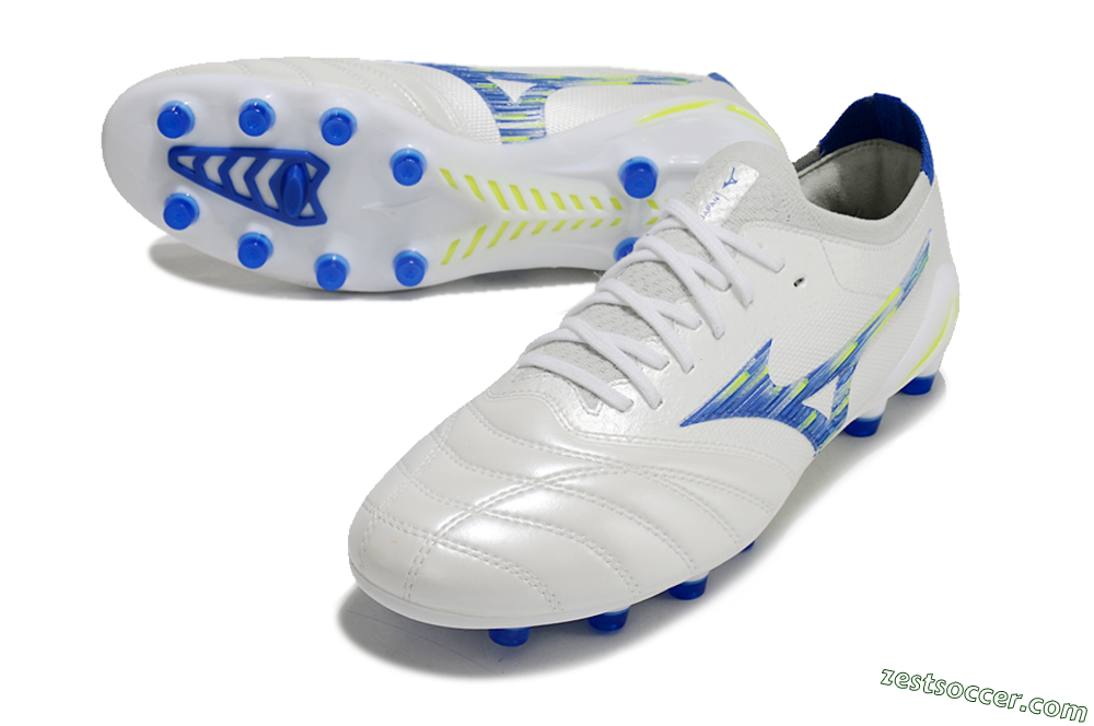 Mizuno Morelia Neo 4 FG Low-Tops Soccer Cleats - White/Blue/Yellow 3