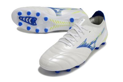 Mizuno Morelia Neo 4 FG Low-Tops Soccer Cleats - White/Blue/Yellow