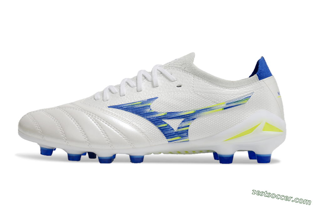 Mizuno Morelia Neo 4 FG Low-Tops Soccer Cleats - White/Blue/Yellow 2