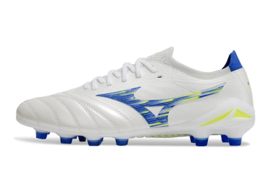 Mizuno Morelia Neo 4 FG Low-Tops Soccer Cleats - White/Blue/Yellow