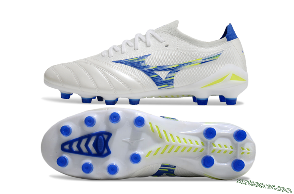 Mizuno Morelia Neo 4 FG Low-Tops Soccer Cleats - White/Blue/Yellow 1