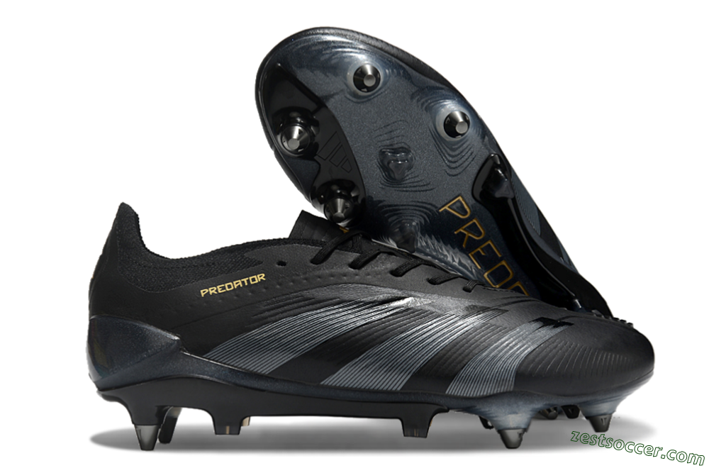 Adidas Predator 24 Elite SG Low-Tops Soccer Cleats - Black/Silver/Gold 1
